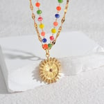 Gold color / 1 Piece High-end Classic Style Sun Shape Stainless Steel  Gold Color Women's Pendant Necklace 